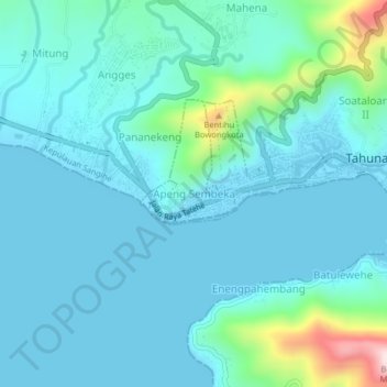 Mapa topográfico Apeng Sembeka, altitude, relevo