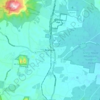 Mapa topográfico Beerwah, altitude, relevo