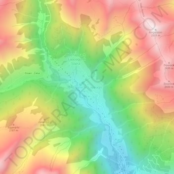 Mapa topográfico Lappach - Lappago, altitude, relevo