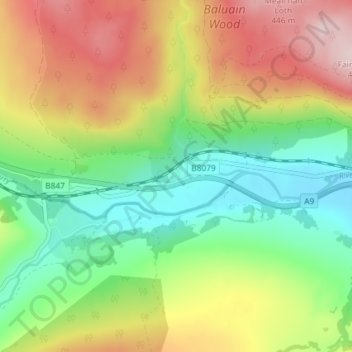 Mapa topográfico Pitagowan, altitude, relevo