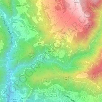 Mapa topográfico Spignana, altitude, relevo