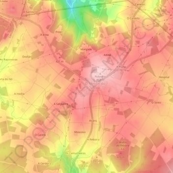 Mapa topográfico A Filgueira, altitude, relevo
