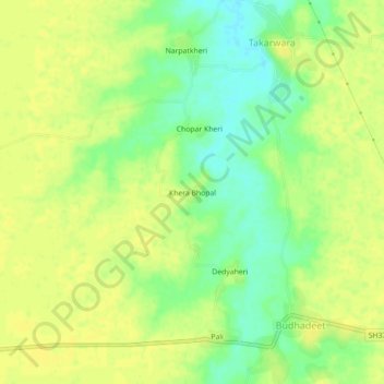 Mapa topográfico Khera Bhopal, altitude, relevo