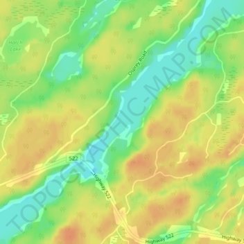 Mapa topográfico Dollars Lake, altitude, relevo