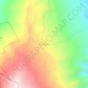 Mapa topográfico Barragán, altitude, relevo