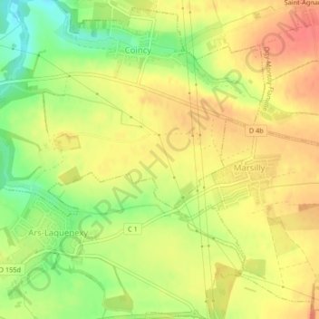 Mapa topográfico La Joncquière, altitude, relevo