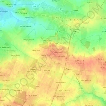 Mapa topográfico Le Plessis, altitude, relevo