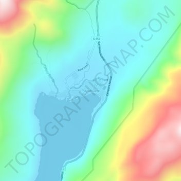 Mapa topográfico Puyuhuapi, altitude, relevo