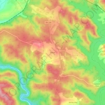 Mapa topográfico Freixo, altitude, relevo