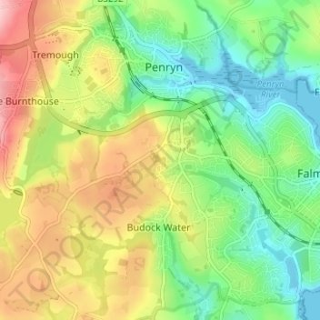 Mapa topográfico Lower Kergilliack, altitude, relevo