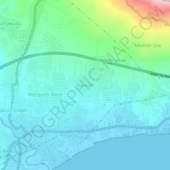 Mapa topográfico Madidir, altitude, relevo