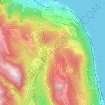 Mapa topográfico Stropino, altitude, relevo