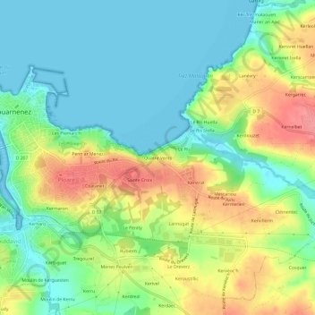 Mapa topográfico Quatre Vents, altitude, relevo