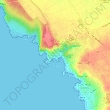 Mapa topográfico Santa Caterina, altitude, relevo