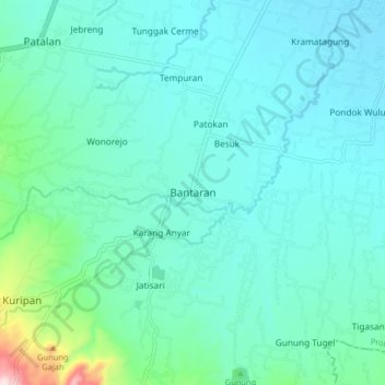 Mapa topográfico Bantaran, altitude, relevo