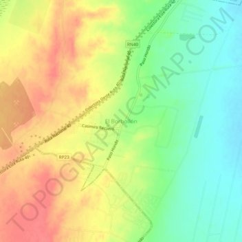 Mapa topográfico El Borbollón, altitude, relevo