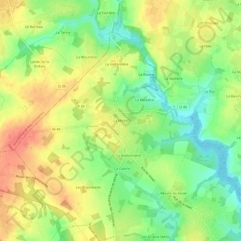 Mapa topográfico La Mirais, altitude, relevo