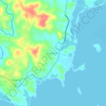 Mapa topográfico San Isidro, altitude, relevo