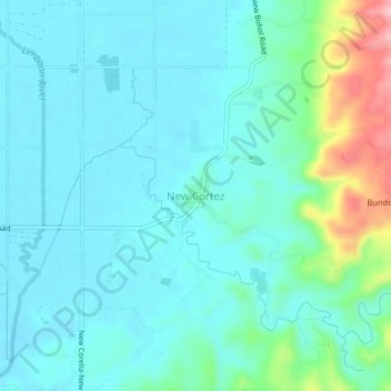 Mapa topográfico New Cortez, altitude, relevo
