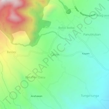 Mapa topográfico Casile, altitude, relevo