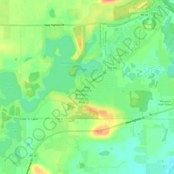 Mapa topográfico King, altitude, relevo