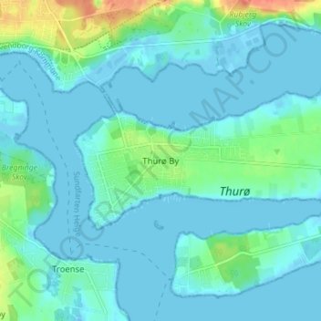 Mapa topográfico Thurø By, altitude, relevo
