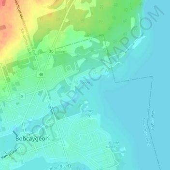 Mapa topográfico Green Bay, altitude, relevo