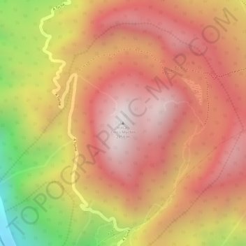 Mapa topográfico Volcán Cerro Machín, altitude, relevo