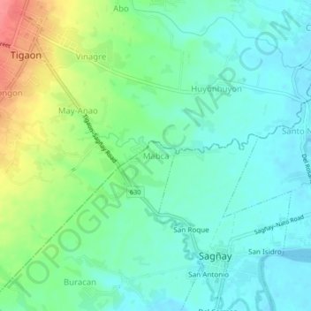 Mapa topográfico Mabca, altitude, relevo