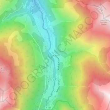 Mapa topográfico Troussilh, altitude, relevo