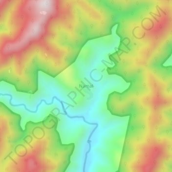Mapa topográfico Namal, altitude, relevo