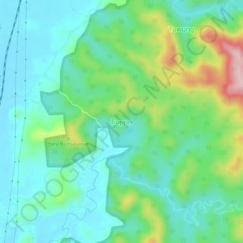 Mapa topográfico Coppo, altitude, relevo