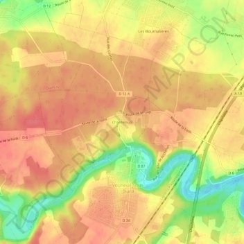 Mapa topográfico Chanteloup, altitude, relevo