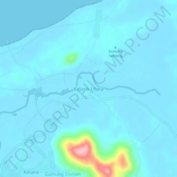 Mapa topográfico Kelarik Utara, altitude, relevo