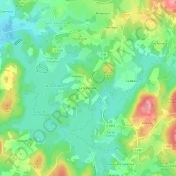 Mapa topográfico La Brandouille, altitude, relevo