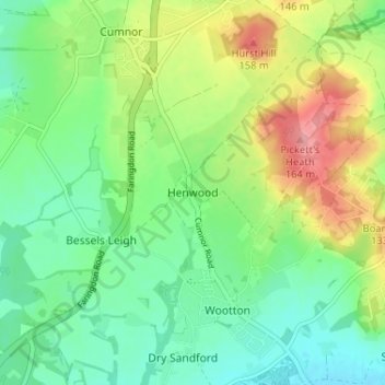 Mapa topográfico Henwood, altitude, relevo