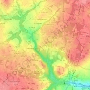 Mapa topográfico Le Louvre, altitude, relevo