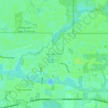 Mapa topográfico Telegraph Estates, altitude, relevo