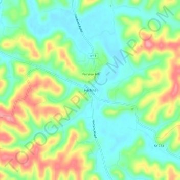 Mapa topográfico Hitchins, altitude, relevo