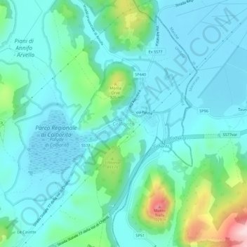 Mapa topográfico Colfiorito, altitude, relevo
