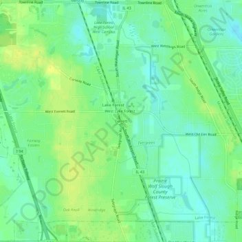 Mapa topográfico Everett, altitude, relevo