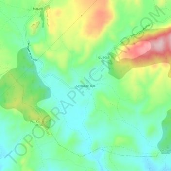 Mapa topográfico Sotoca de Tajo, altitude, relevo