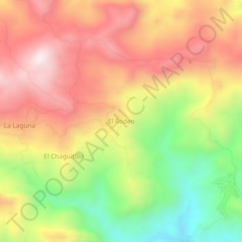 Mapa topográfico El Rodeo, altitude, relevo