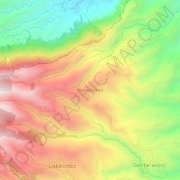 Mapa topográfico Wonokerso, altitude, relevo