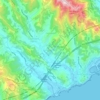 Mapa topográfico Caramagnetta, altitude, relevo