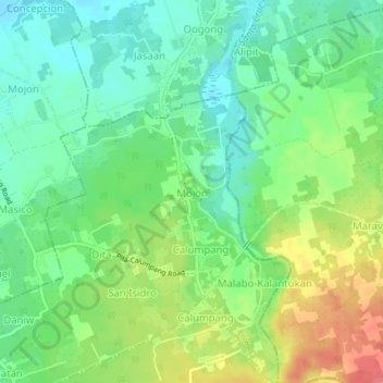Mapa topográfico Mojon, altitude, relevo