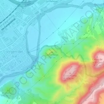 Mapa topográfico La Tortuga, altitude, relevo