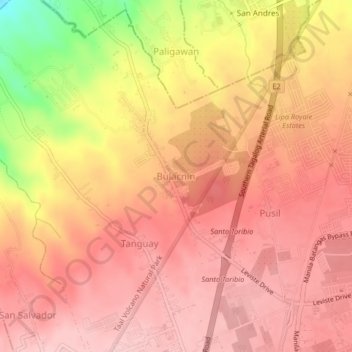 Mapa topográfico Bulacnin, altitude, relevo