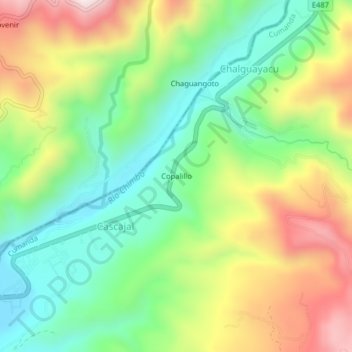 Mapa topográfico Copalillo, altitude, relevo