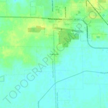 Mapa topográfico Celeryville, altitude, relevo
